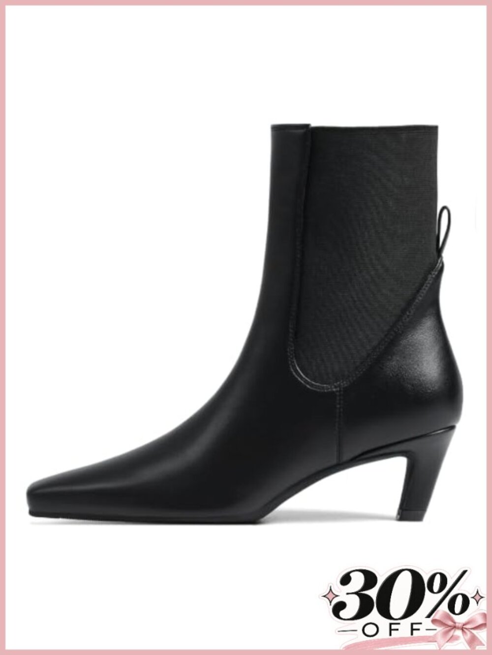 Kitten Heel Ankle Boots Chelsea Booties Square Toe Faux Suede Women's